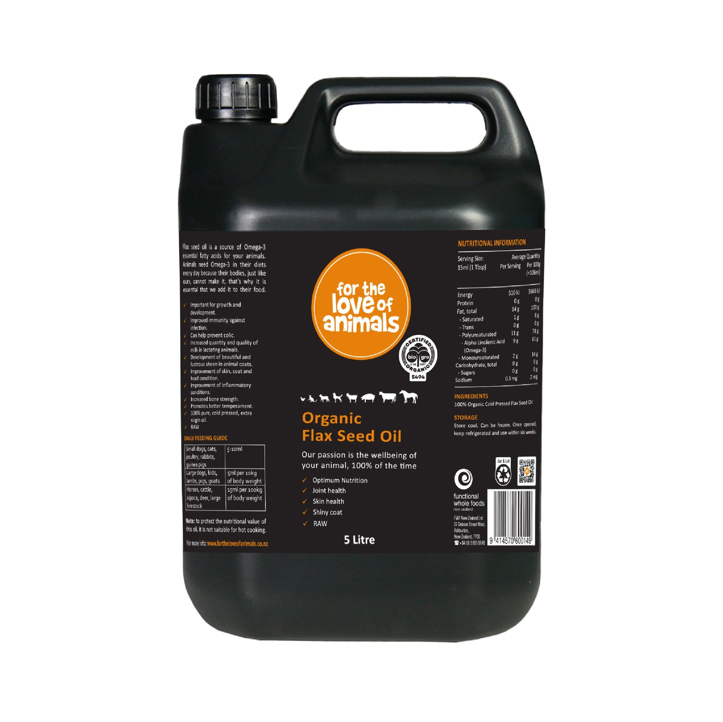 For the Love of Animals - Organic Flax Seed Oil