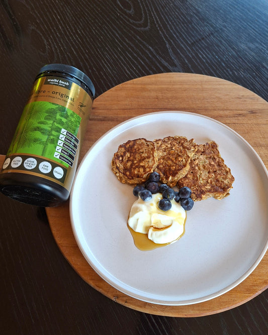 Quick Banana Flax Fibre Pancakes
